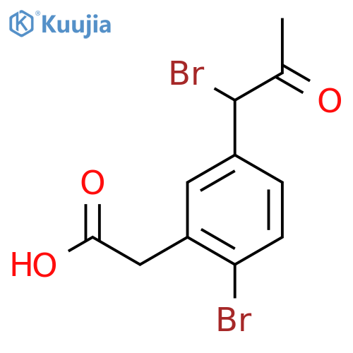 2-Bromo-5-(1-bromo-2-oxopropyl)phenylacetic acid structure