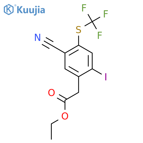 Ethyl 5-cyano-2-iodo-4-(trifluoromethylthio)phenylacetate structure