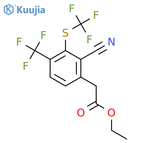 Ethyl 2-cyano-4-trifluoromethyl-3-(trifluoromethylthio)phenylacetate structure