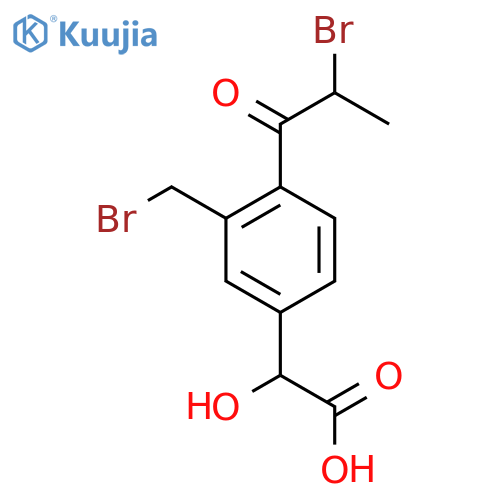 3-(Bromomethyl)-4-(2-bromopropanoyl)mandelic acid structure