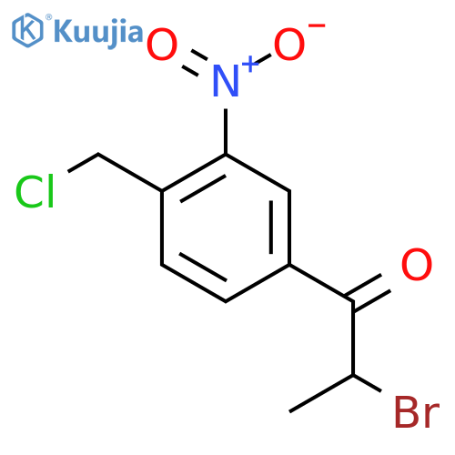 2-Bromo-1-(4-(chloromethyl)-3-nitrophenyl)propan-1-one structure