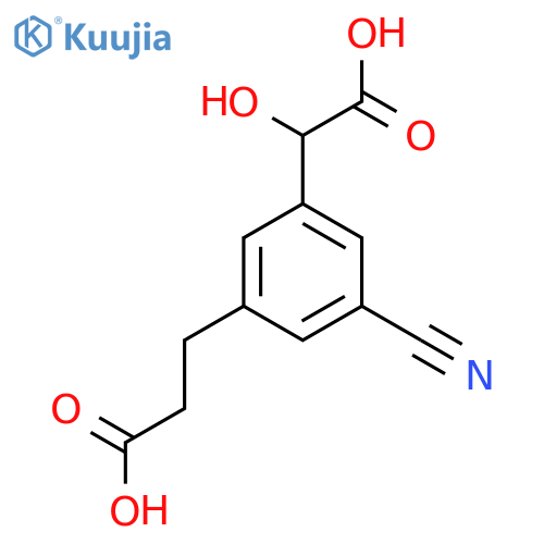 3-(2-Carboxyethyl)-5-cyanomandelic acid structure