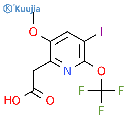 3-Iodo-5-methoxy-2-(trifluoromethoxy)pyridine-6-acetic acid structure