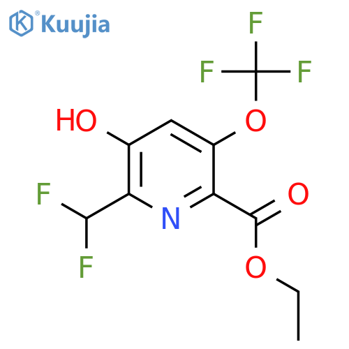 Ethyl 2-(difluoromethyl)-3-hydroxy-5-(trifluoromethoxy)pyridine-6-carboxylate structure