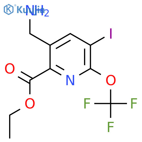 Ethyl 3-(aminomethyl)-5-iodo-6-(trifluoromethoxy)pyridine-2-carboxylate structure