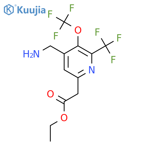 Ethyl 4-(aminomethyl)-3-(trifluoromethoxy)-2-(trifluoromethyl)pyridine-6-acetate structure