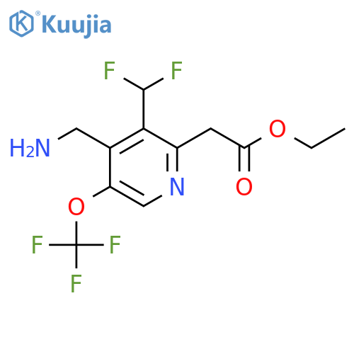 Ethyl 4-(aminomethyl)-3-(difluoromethyl)-5-(trifluoromethoxy)pyridine-2-acetate structure