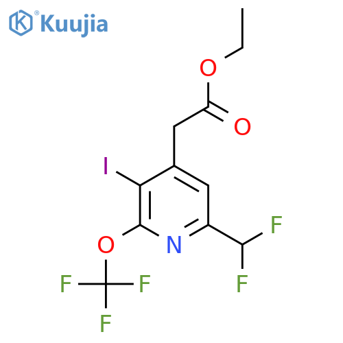 Ethyl 6-(difluoromethyl)-3-iodo-2-(trifluoromethoxy)pyridine-4-acetate structure