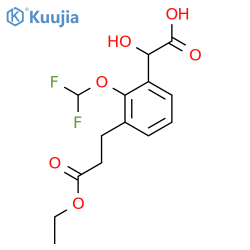 2-(Difluoromethoxy)-3-(3-ethoxy-3-oxopropyl)mandelic acid structure