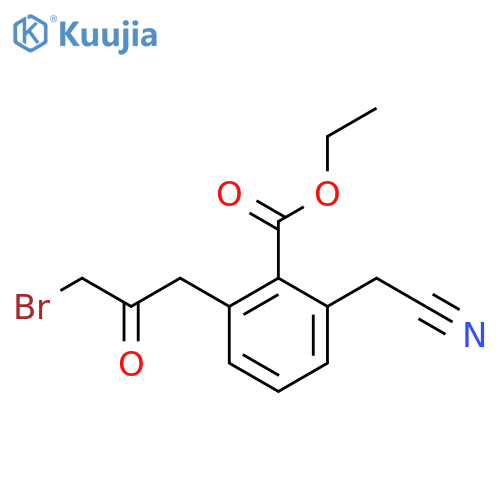 Ethyl 2-(3-bromo-2-oxopropyl)-6-(cyanomethyl)benzoate structure