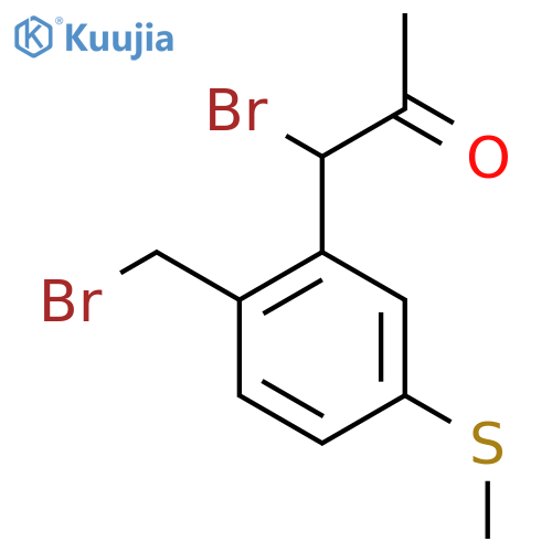 1-Bromo-1-(2-(bromomethyl)-5-(methylthio)phenyl)propan-2-one structure