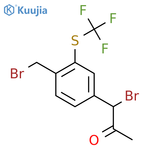 1-Bromo-1-(4-(bromomethyl)-3-(trifluoromethylthio)phenyl)propan-2-one structure