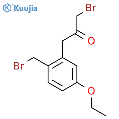 1-Bromo-3-(2-(bromomethyl)-5-ethoxyphenyl)propan-2-one structure