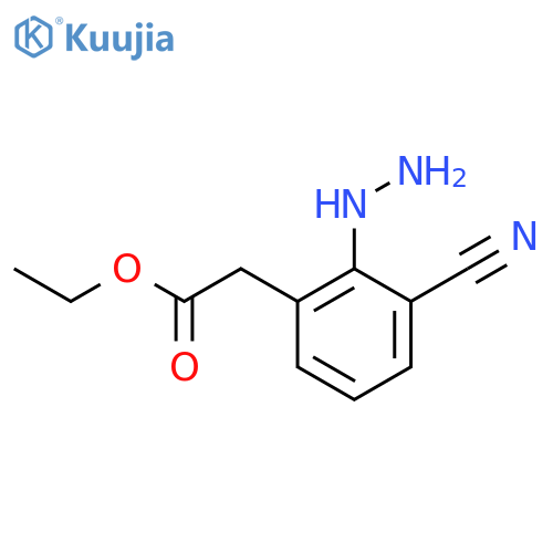 Ethyl 3-cyano-2-hydrazinylphenylacetate structure