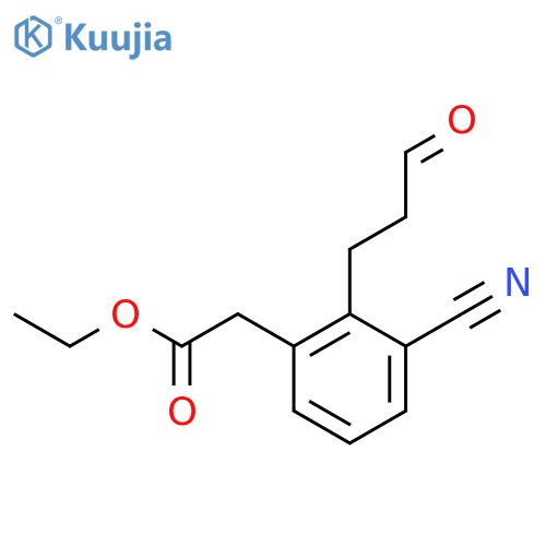 Ethyl 3-cyano-2-(3-oxopropyl)phenylacetate structure