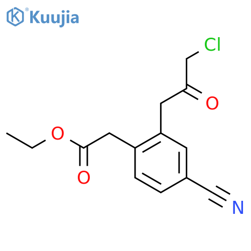 Ethyl 2-(3-chloro-2-oxopropyl)-4-cyanophenylacetate structure