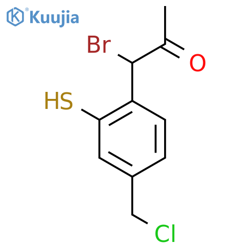 1-Bromo-1-(4-(chloromethyl)-2-mercaptophenyl)propan-2-one structure