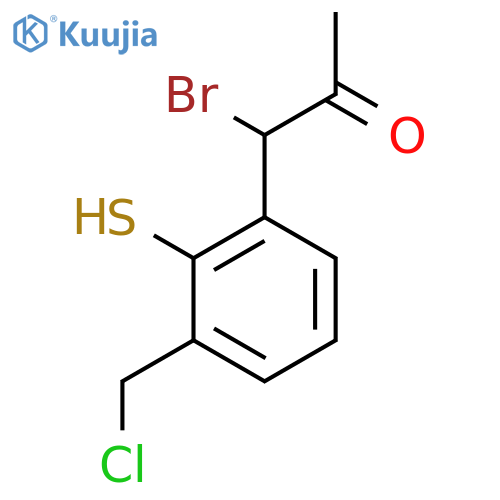 1-Bromo-1-(3-(chloromethyl)-2-mercaptophenyl)propan-2-one structure
