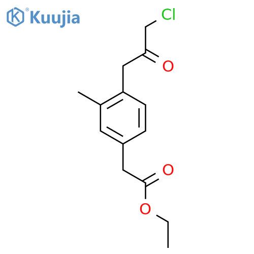 Ethyl 4-(3-chloro-2-oxopropyl)-3-methylphenylacetate structure