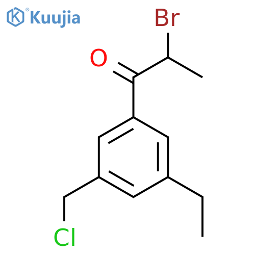 2-Bromo-1-(3-(chloromethyl)-5-ethylphenyl)propan-1-one structure