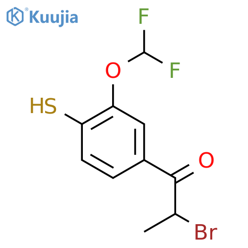 2-Bromo-1-(3-(difluoromethoxy)-4-mercaptophenyl)propan-1-one structure