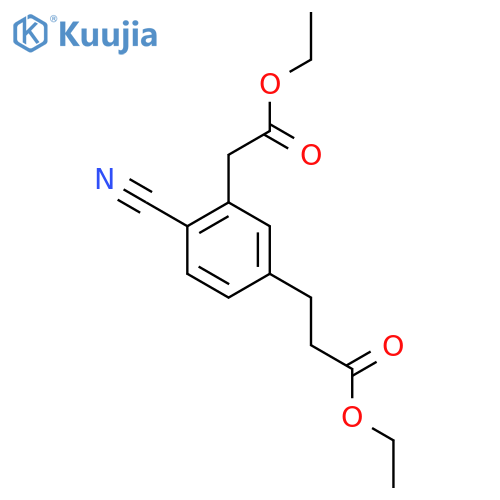 Ethyl 2-cyano-5-(3-ethoxy-3-oxopropyl)phenylacetate structure