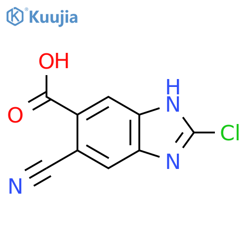 2-Chloro-5-cyano-1H-benzimidazole-6-carboxylic acid structure
