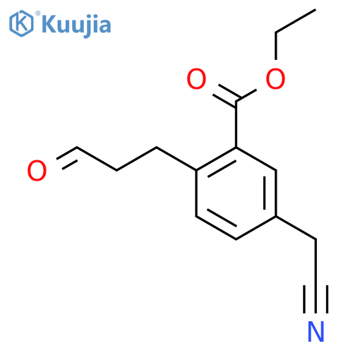 Ethyl 5-(cyanomethyl)-2-(3-oxopropyl)benzoate structure