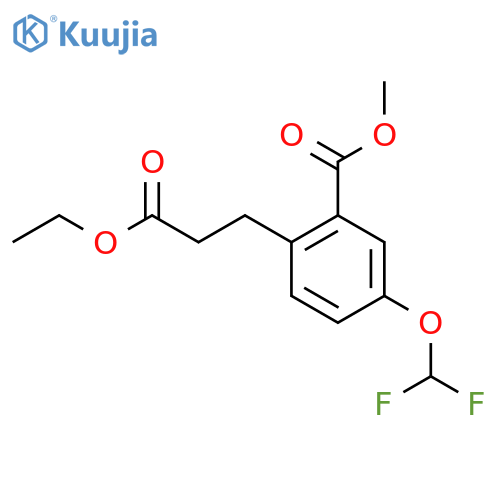 Methyl 5-(difluoromethoxy)-2-(3-ethoxy-3-oxopropyl)benzoate structure