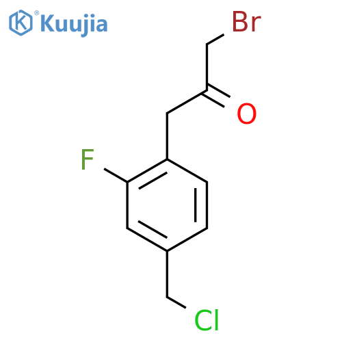 1-Bromo-3-(4-(chloromethyl)-2-fluorophenyl)propan-2-one structure