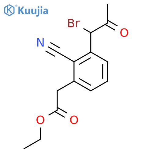 Ethyl 3-(1-bromo-2-oxopropyl)-2-cyanophenylacetate structure