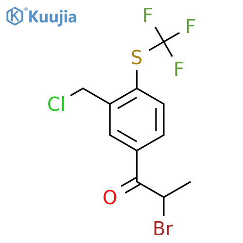 2-Bromo-1-(3-(chloromethyl)-4-(trifluoromethylthio)phenyl)propan-1-one structure