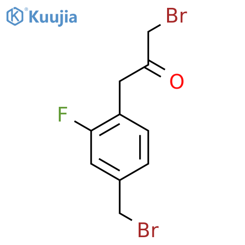 1-Bromo-3-(4-(bromomethyl)-2-fluorophenyl)propan-2-one structure