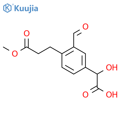 3-Formyl-4-(3-methoxy-3-oxopropyl)mandelic acid structure