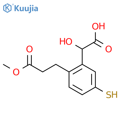 5-Mercapto-2-(3-methoxy-3-oxopropyl)mandelic acid structure