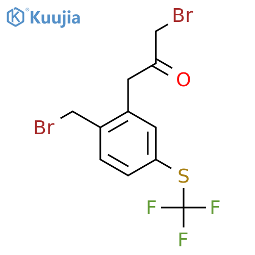 1-Bromo-3-(2-(bromomethyl)-5-(trifluoromethylthio)phenyl)propan-2-one structure