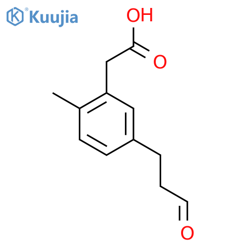 2-Methyl-5-(3-oxopropyl)phenylacetic acid structure