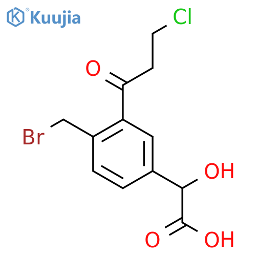 4-(Bromomethyl)-3-(3-chloropropanoyl)mandelic acid structure