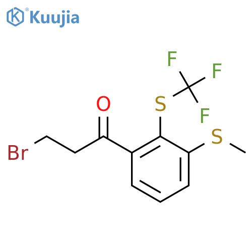 3-Bromo-1-(3-(methylthio)-2-(trifluoromethylthio)phenyl)propan-1-one structure