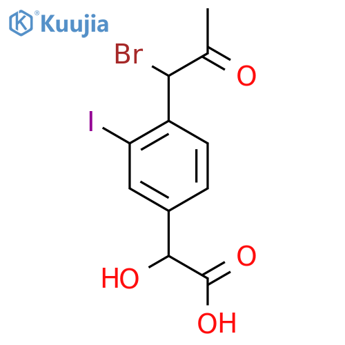 4-(1-Bromo-2-oxopropyl)-3-iodomandelic acid structure