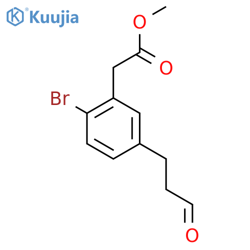 Methyl 2-bromo-5-(3-oxopropyl)phenylacetate structure