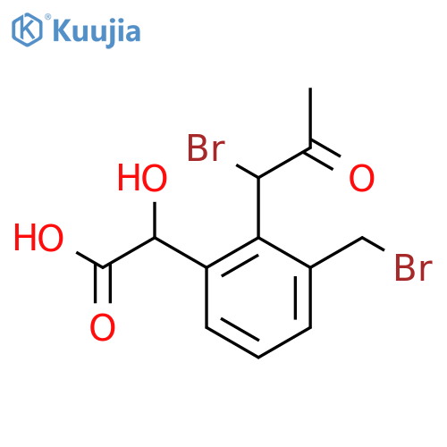 2-(1-Bromo-2-oxopropyl)-3-(bromomethyl)mandelic acid structure