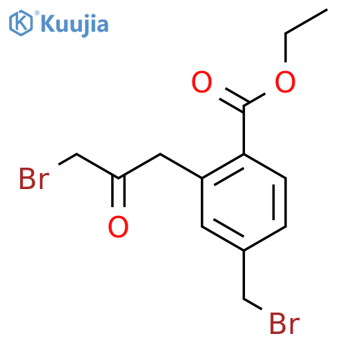 Ethyl 2-(3-bromo-2-oxopropyl)-4-(bromomethyl)benzoate structure
