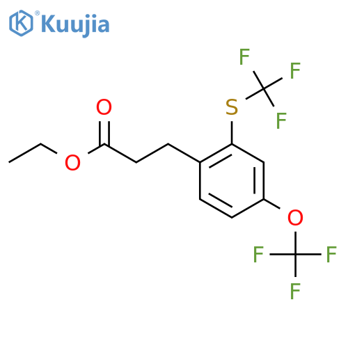 Ethyl 3-(4-(trifluoromethoxy)-2-(trifluoromethylthio)phenyl)propanoate structure
