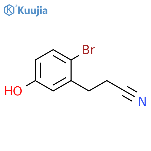 Benzenepropanenitrile, 2-bromo-5-hydroxy- structure