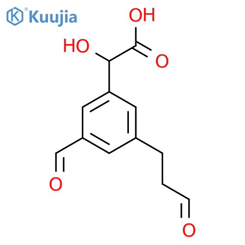 3-Formyl-5-(3-oxopropyl)mandelic acid structure