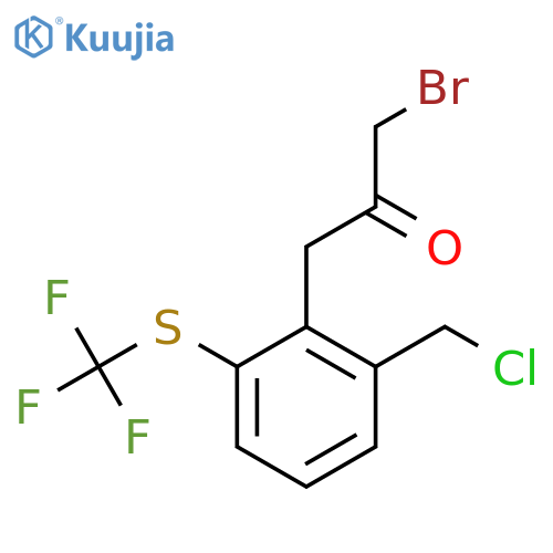 1-Bromo-3-(2-(chloromethyl)-6-(trifluoromethylthio)phenyl)propan-2-one structure