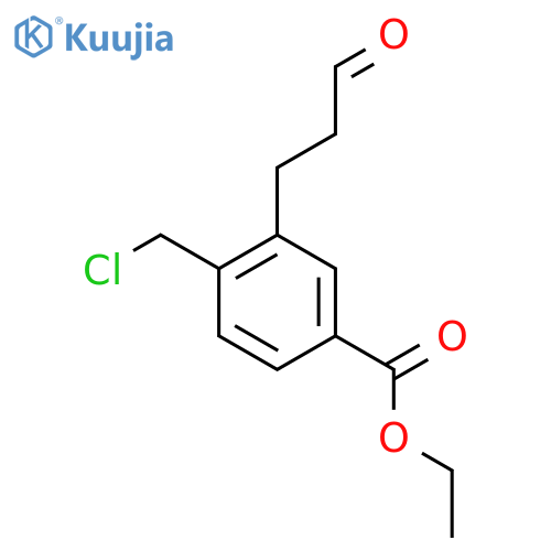 Ethyl 4-(chloromethyl)-3-(3-oxopropyl)benzoate structure