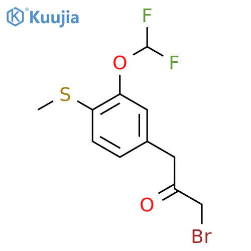 3-Bromo-1-(3-(difluoromethoxy)-4-(methylthio)phenyl)propan-2-one structure