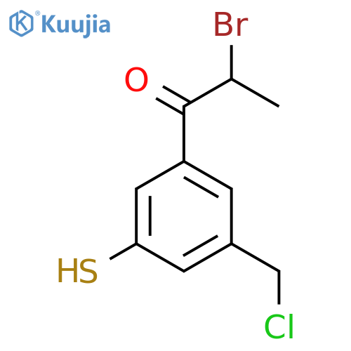 2-Bromo-1-(3-(chloromethyl)-5-mercaptophenyl)propan-1-one structure